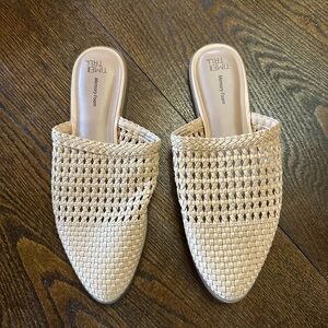 Time and Tru Woven Beige Slip-On Mules